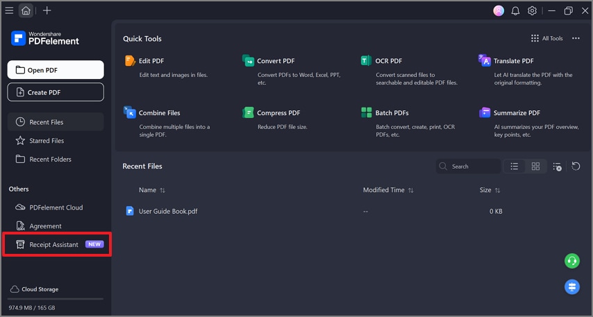 access receipt assistant of pdfelement