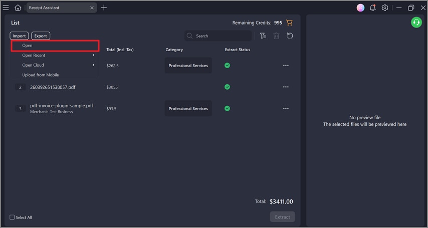 import invoice in pdfelement