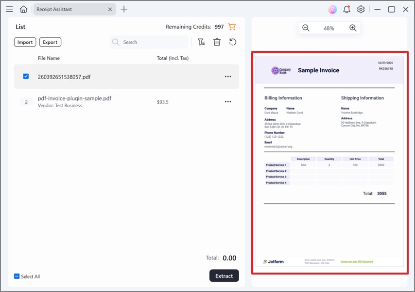 preview the invoice to ensure accuracy