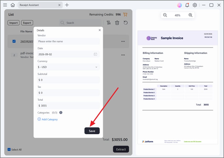 save the verified details here