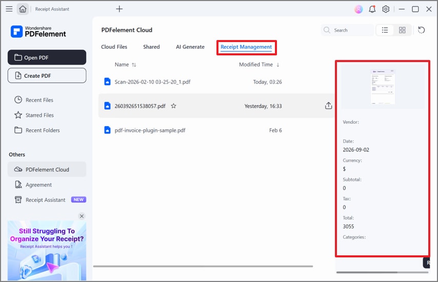access invoice in receipt management