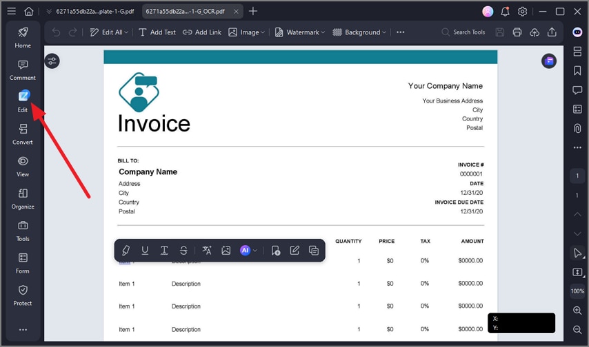 edit extracted data on pdfelement