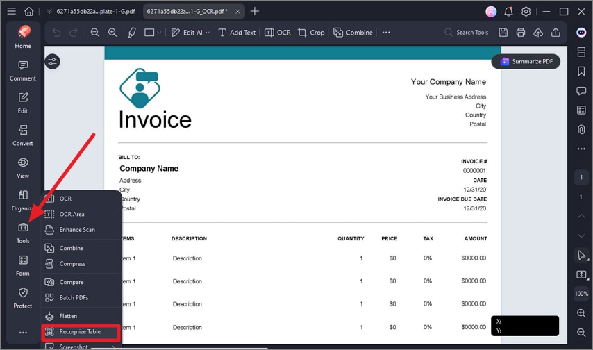 recognize table and layout
