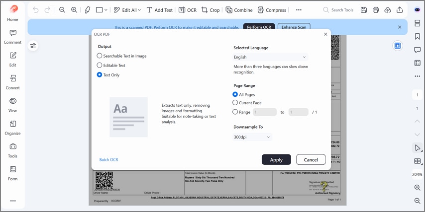 ocr for image base pdf file