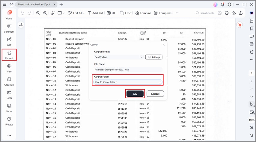 convert bank statement pdf excel format