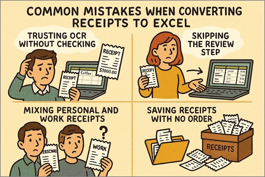 mistakes receipt conversion excel