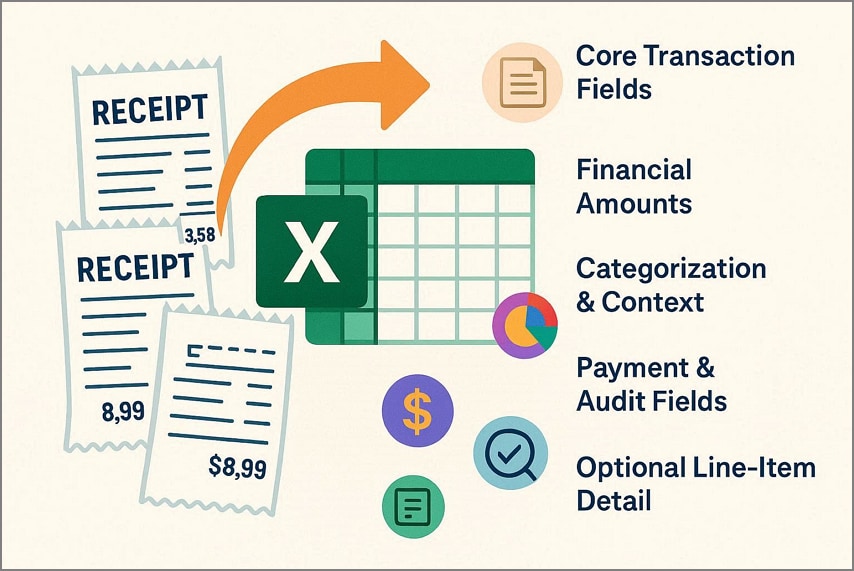 essential components excel receipt