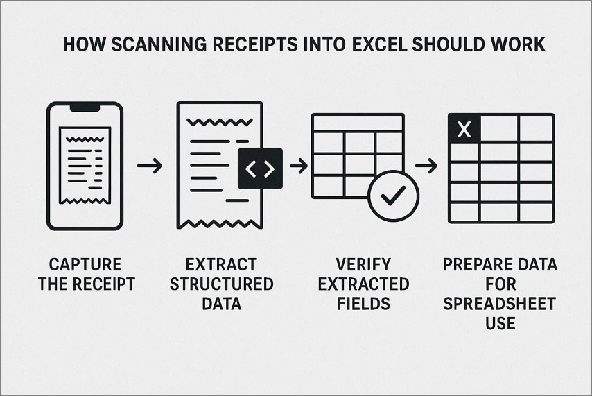 scan receipt excel common workflow
