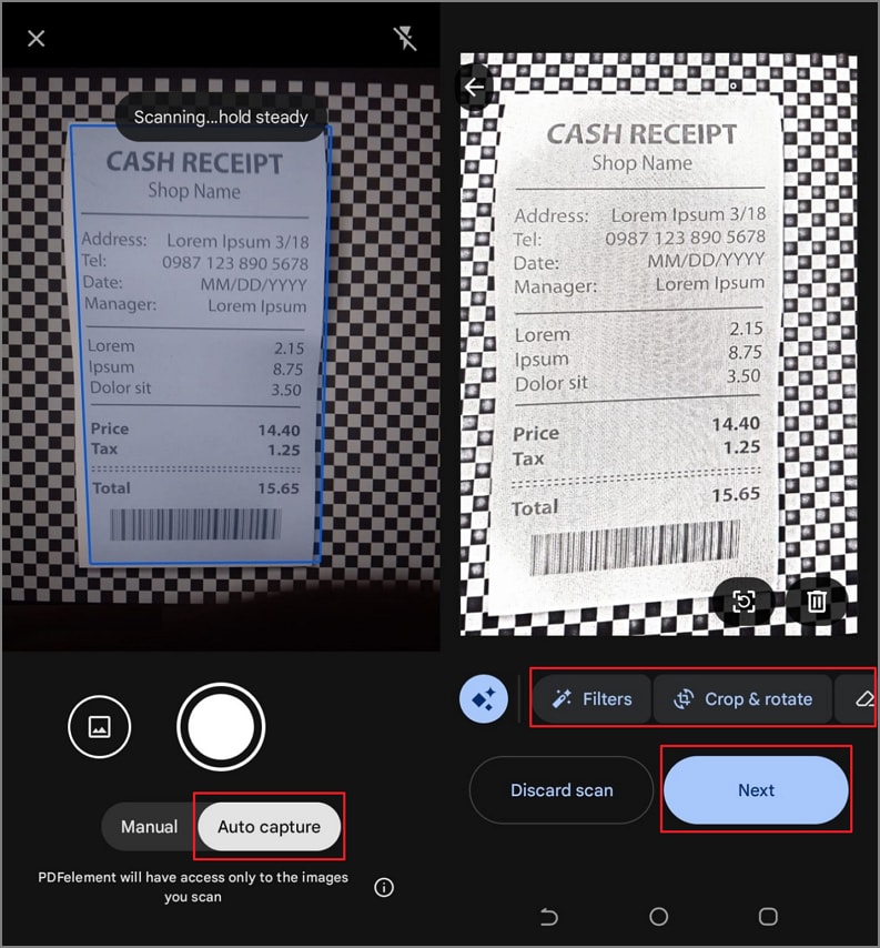 scan paper receipt pdfelement scanner