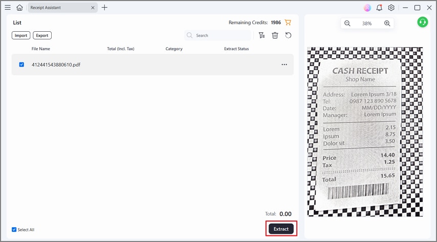extract scanned receipt details