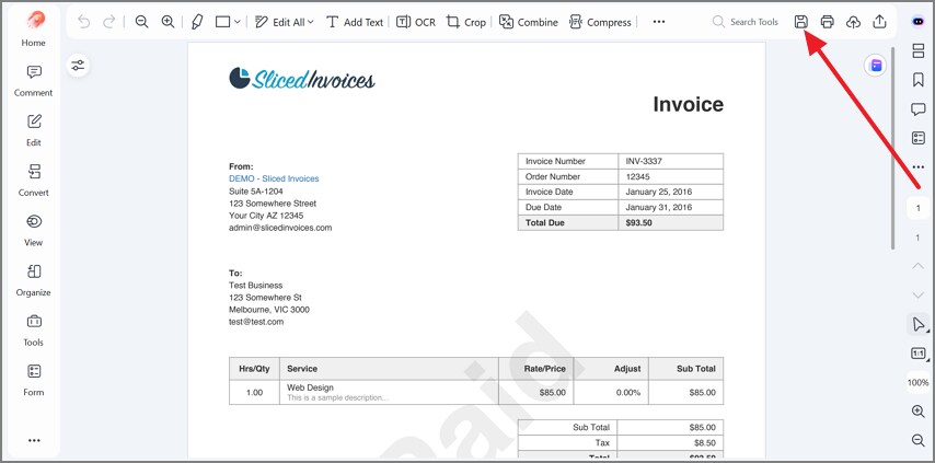 save the enhanced receipt file