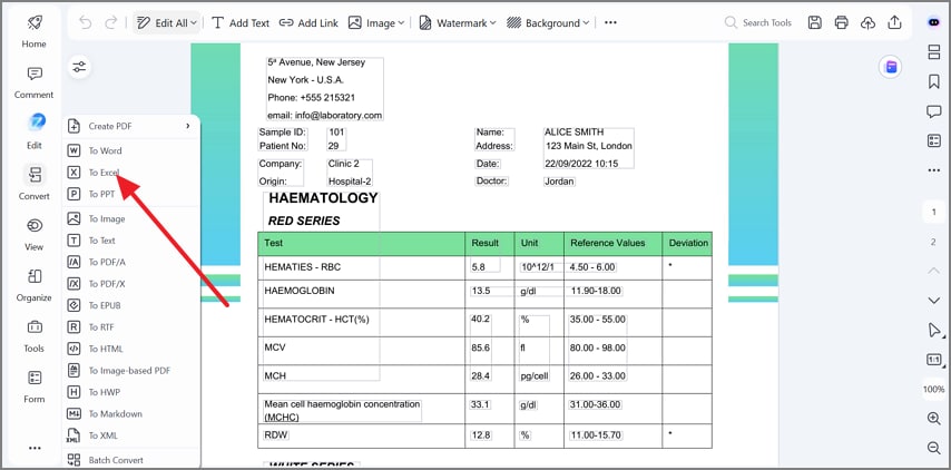 navigate to the convert tab
