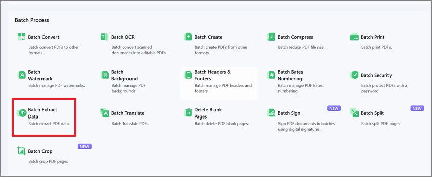 choose batch extract data