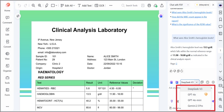 ai models in pdfelement