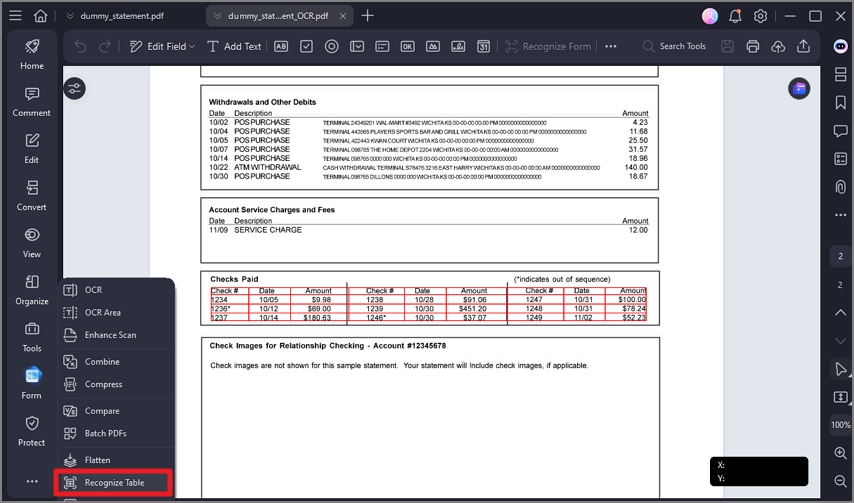recognize table and preserve