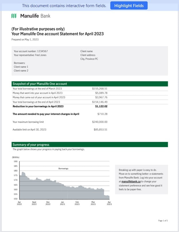 sample bank statement