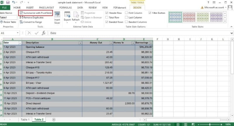 creating a pivottable in microsoft excel