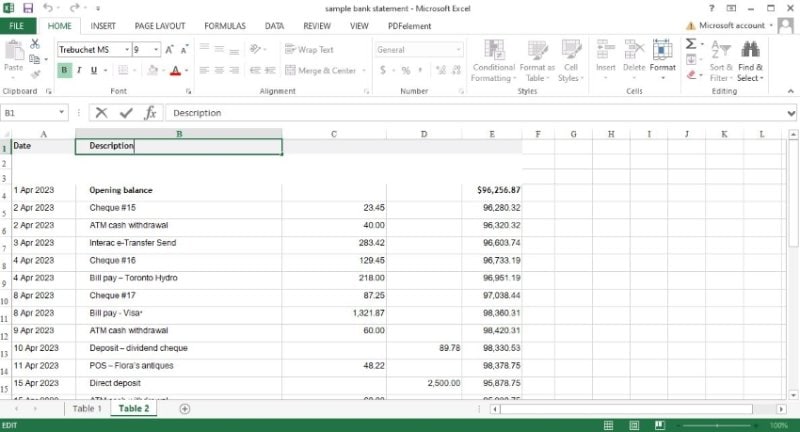 moving the column labels