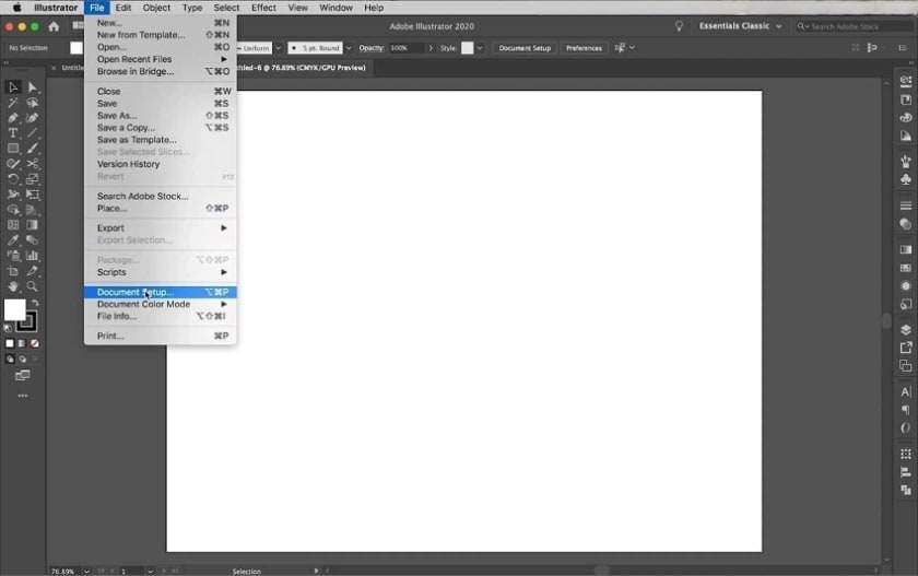 adobe illustrator choose document setup