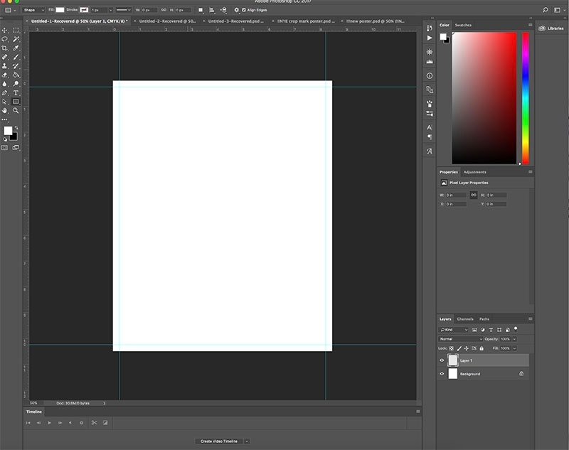 Adobe Photoshop Dokument mit Leitlinien