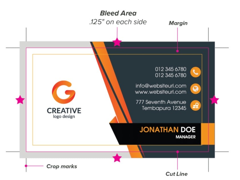 business card sample with bleed area