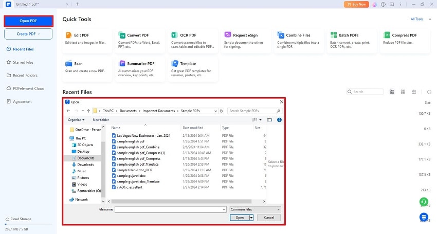 open new pdf on pdfelement