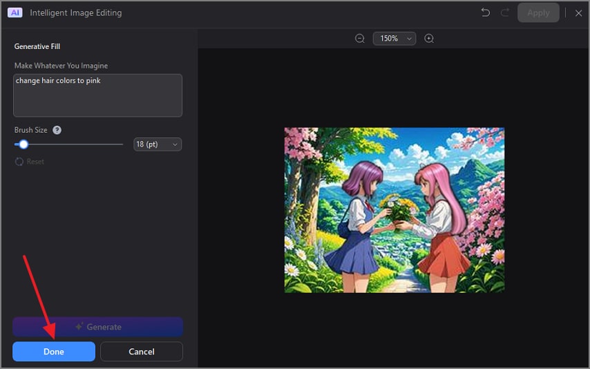 preview results and click done
