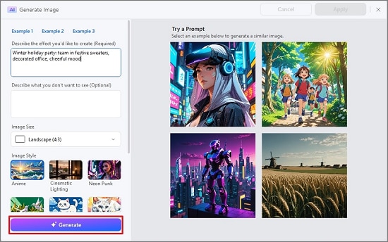 generate ai image prompt using pdfelement