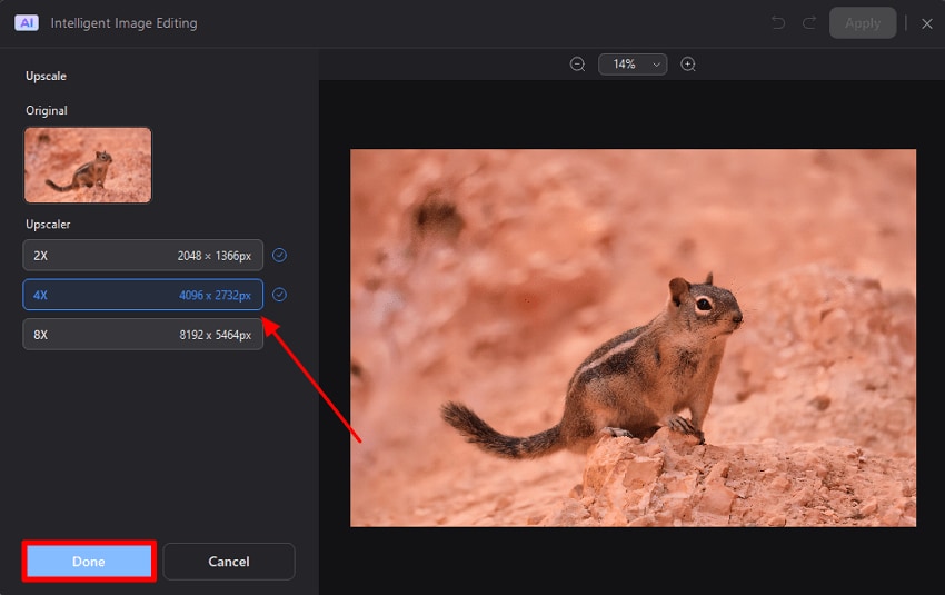 use 4x upscaler option
