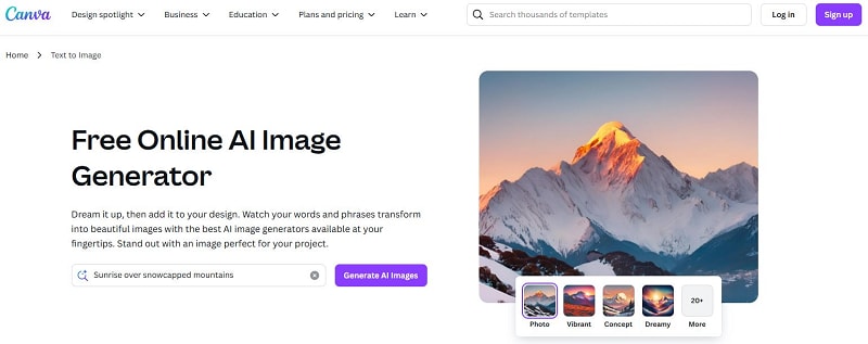 canva ai text to image tool