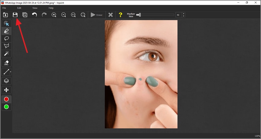 hit save icon top toolbar