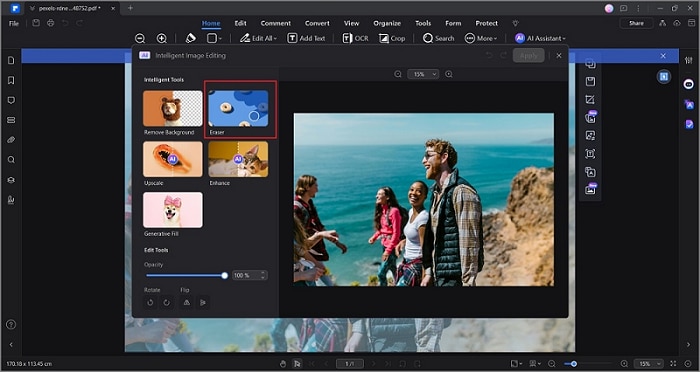 eraser feature of wondershare pdfelement