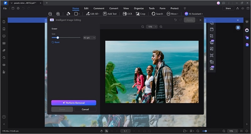 eraser feature of wondershare pdfelement