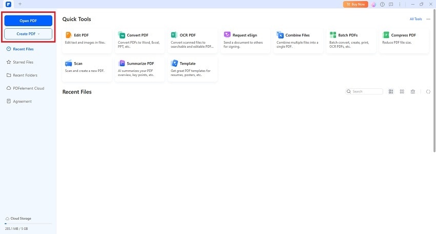 open file using wondershare pdfelement