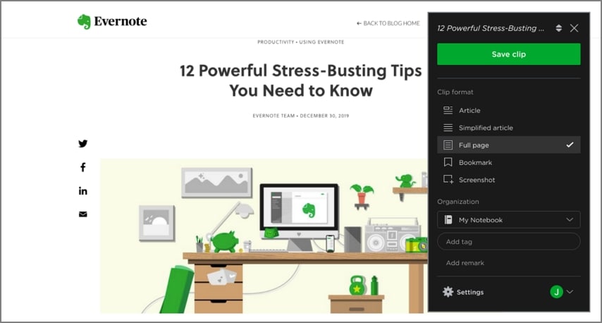 manage notes with evernote tool