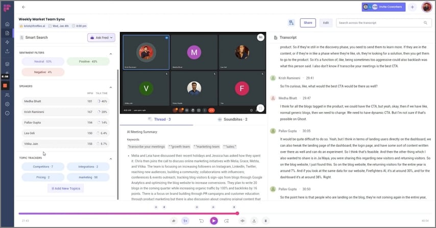 transcribe meetings fireflies ai tool