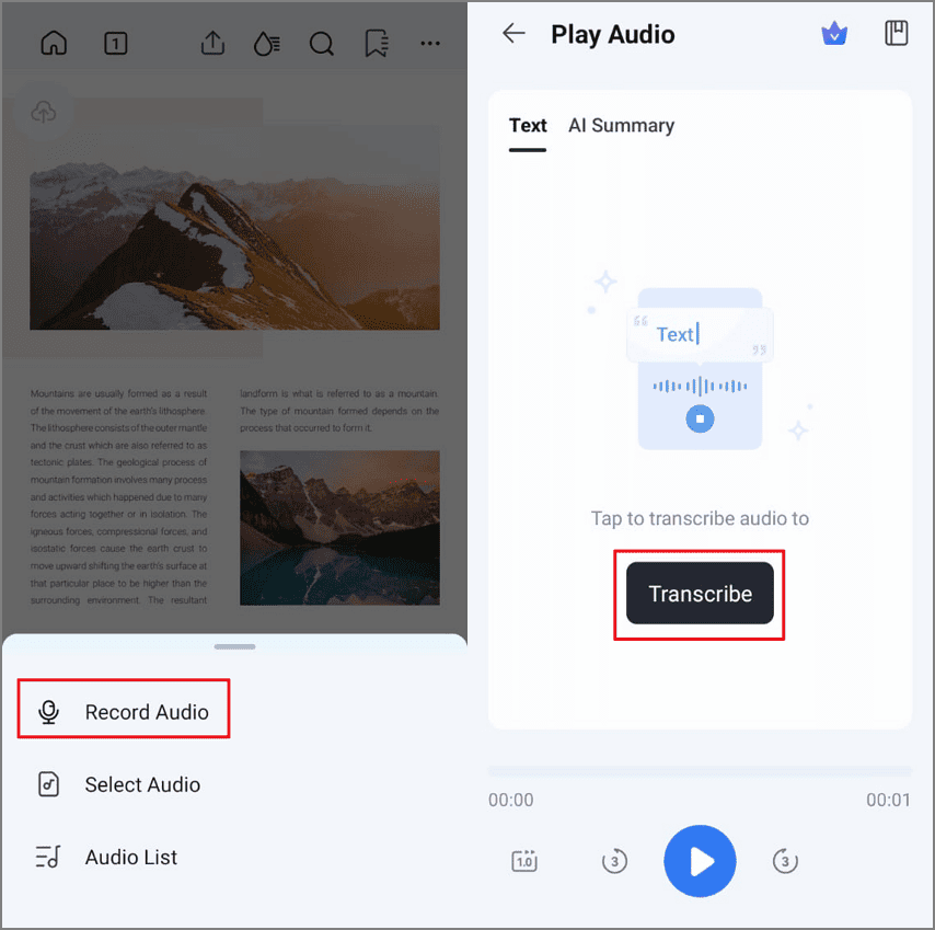 record transcribe voice pdfelement app