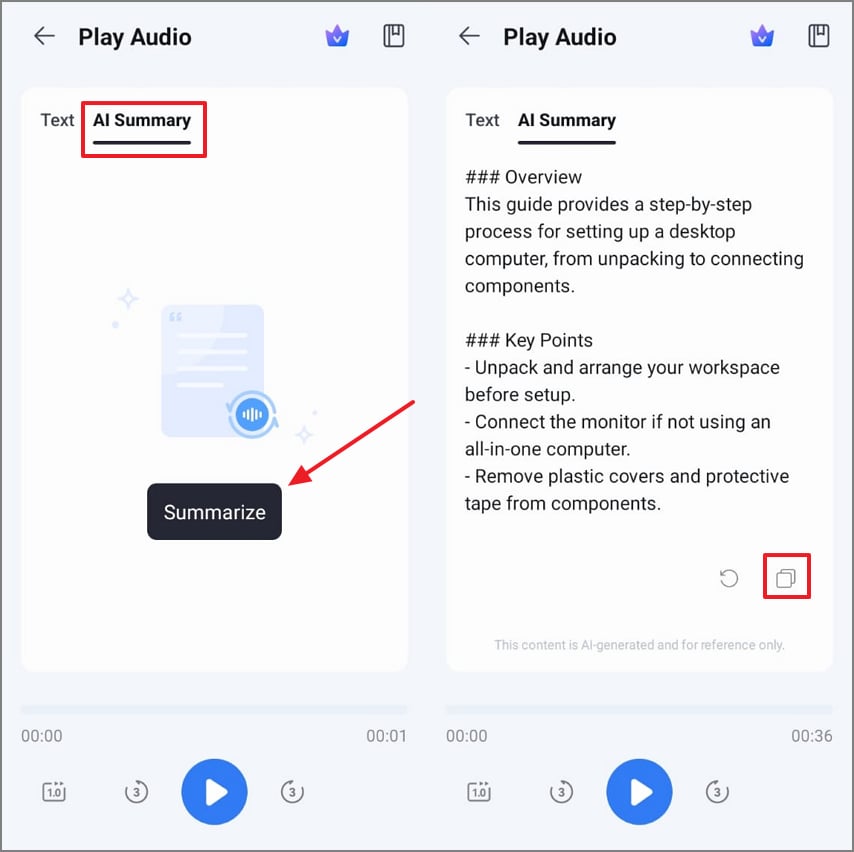 summarize text easy wording