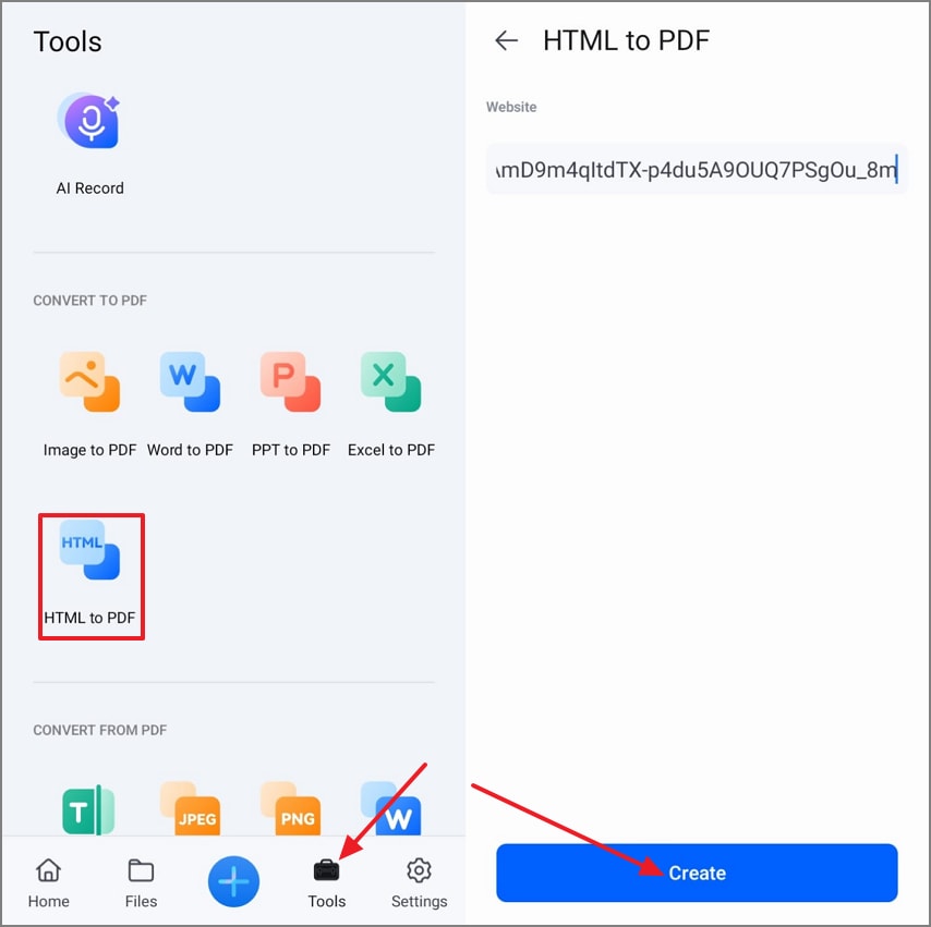 access html to pdf tool app