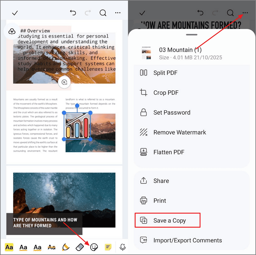 add sticker export pdf file