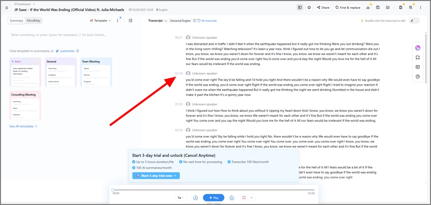 online notta ai audio transcription
