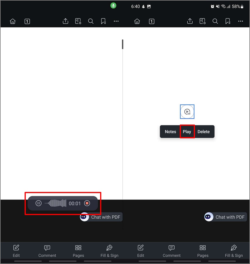 record live audio voice note