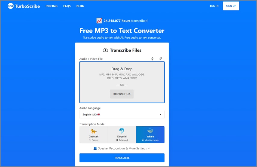 turboscribe audio mp3 to text