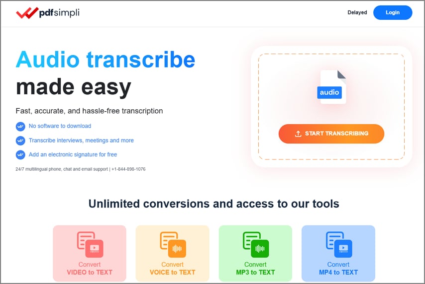 pdfsimpli translate mp3 to text