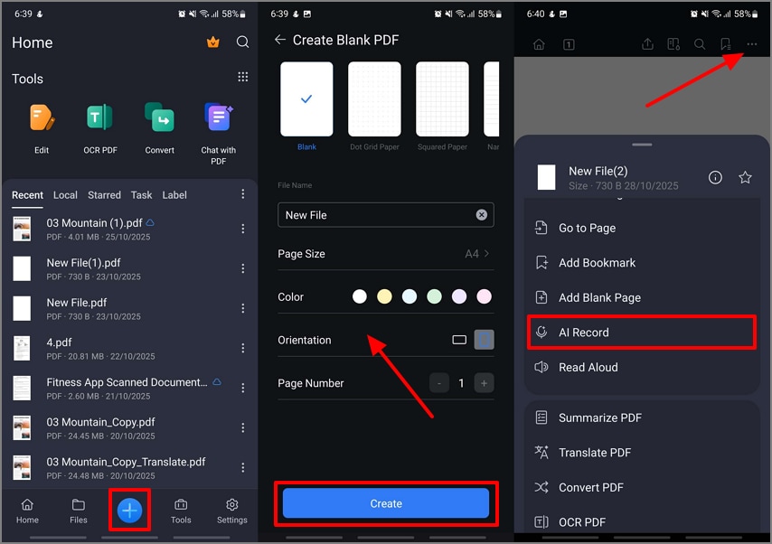 access ai record function pdfelement mobile