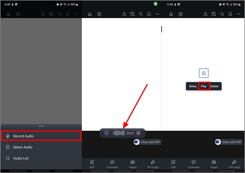 record audio or upload mp3 file
