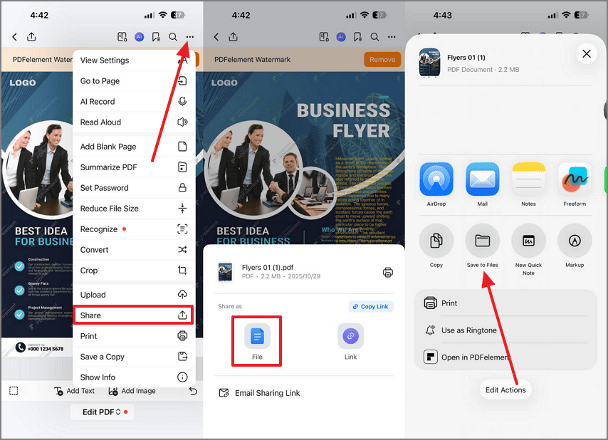 save pdf on files app