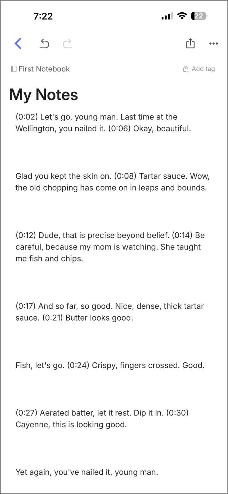 paste the transcript on evernote