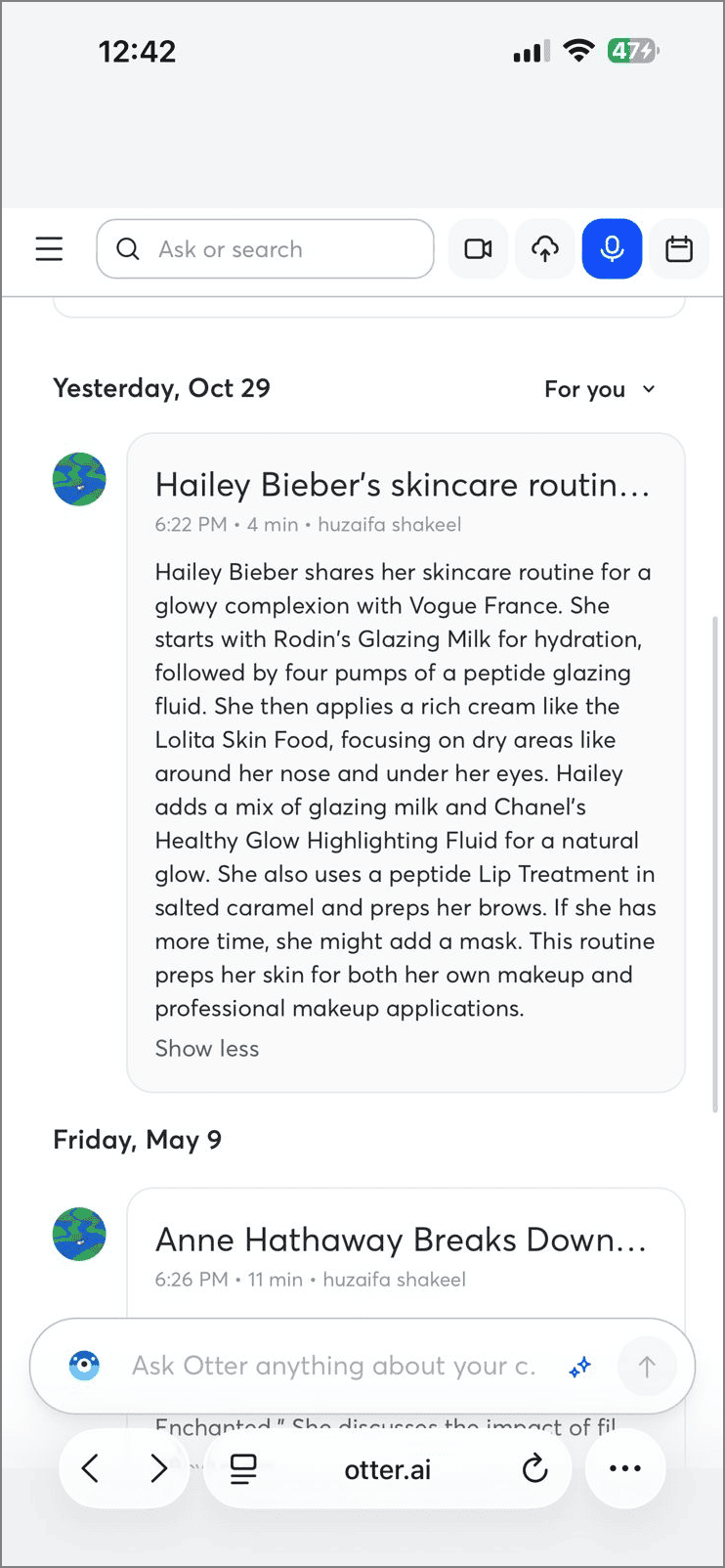 otter ai video transcriber