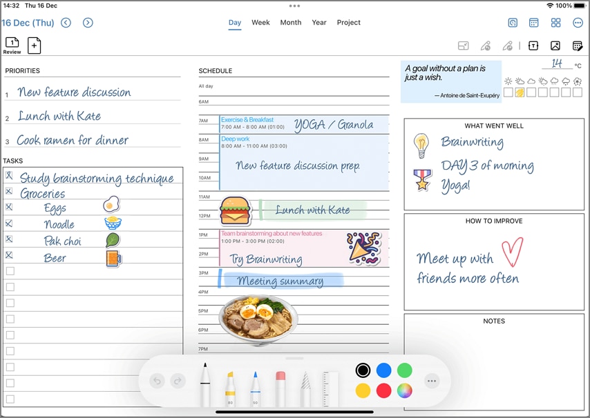 pencil planner and calendar pro